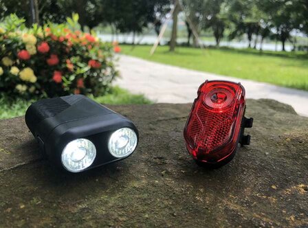 Dubbele optische lens Fietsverlichting LED set