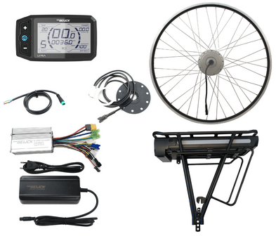 Ombouwset bakfiets achterwiel motor